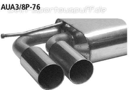 Bastuck Edelstahl Sportauspuff Audi A3 8P 3 Türer 4 Zylinder 2x76mm rund scharf gerade ohne Absorber