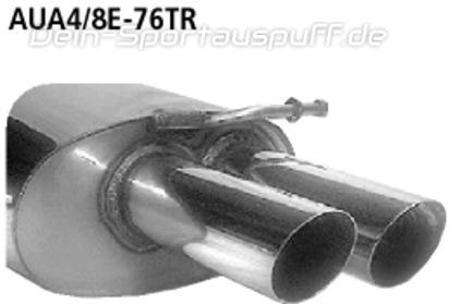 Bastuck Edelstahl Sportauspuff rechts (für Duplex Anlagen) Audi A4 B6 B7 6 Zyl. 8E u. Cabrio 8H 2x76mm rund scharf abgeschrägt ohne Absorber