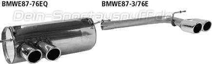 Bastuck Edelstahl Sportauspuff links (für Duplex Anlagen) BMW 1er E81 E87 116i-120i bis 2007 ohne M-Heckschürze 2x76mm rund eingerollt abgeschrägt ohne Absorber