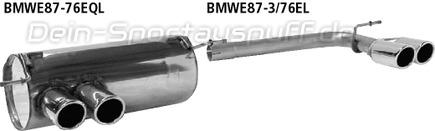 Bastuck Edelstahl Sportauspuff links (für Duplex Anlagen) BMW 1er E81 E87 116i-120i ab 2007 mit M-Heckschürze 2x76mm rund eingerollt abgeschrägt ohne Absorber