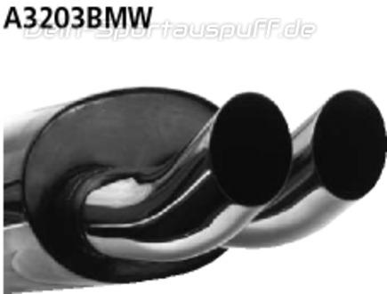 Bastuck Edelstahl Sportauspuff BMW 3er E36 320i u. 323i 2x76mm DTM rund scharf gerade ohne Absorber