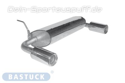 Bastuck Edelstahl Duplex Sportauspuff Ford Fiesta JAS JBS Benziner Bj.95-01 je 90mm rund eingerollt gerade mit Absorber