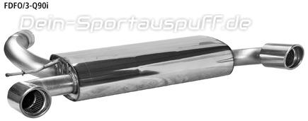 Bastuck Edelstahl Duplex Sportauspuff Ford Focus 3 Turbo je 90mm rund eingerollt abgeschrägt mit Absorber