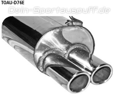 Bastuck Edelstahl Sportauspuff (für einseitge Anlagen) Toyota Auris 130 KW Diesel 2x76mm rund eingerollt abgeschrägt ohne Absorber