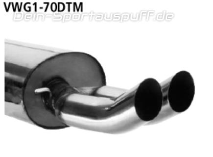 Bastuck Edelstahl Sportauspuff Volkswagen Golf 1 + Cabrio bis Bj.84 2x70mm DTM rund scharf gerade ohne Absorber