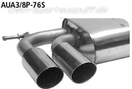 Bastuck Edelstahl Sportauspuff-Komplettanlage ab Kat Audi A3 8P 3-Tür Diesel 4 Zyl 2x76mm rund scharf abgeschrägt ohne Absorber