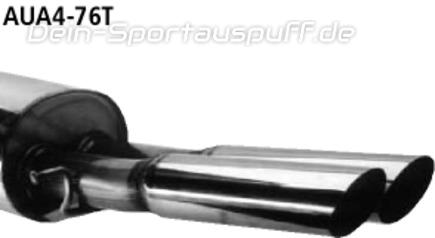 Bastuck Edelstahl Sportauspuff inkl. Verbindungsrohr Audi A4 B5 Limousine u. Avant 2x76mm rund scharf abgeschrägt ohne Absorber