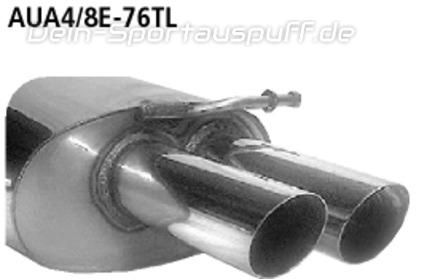 Bastuck Edelstahl Duplex Sportauspuff-Komplettanlage ab Kat Audi A4 B6 B7 6 Zyl. 8E u. Cabrio 8H je 2x76mm rund scharf abgeschrägt ohne Absorber