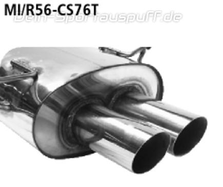 Bastuck Edelstahl Sportauspuff Mittig inkl. Verbindungsrohr MINI R56 Cooper S 2x76mm rund scharf abgeschrägt ohne Absorber