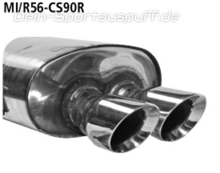 Bastuck Edelstahl Sportauspuff Mittig inkl. Verbindungsrohr MINI R56 Cooper S + John Cooper Works 2x90mm rund scharf abgeschrägt ohne Absorber