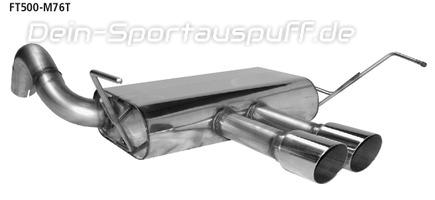Bastuck Edelstahl Sportauspuff Mittig inkl. Verbindungsrohr Fiat 500 2x76mm rund scharf abgeschrägt ohne Absorber