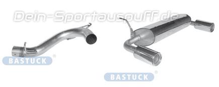 Bastuck Edelstahl Duplex Sportauspuff inkl. Verbindungsrohr Ford Fiesta JAS JBS Benziner Bj.95-01 je 90mm rund eingerollt gerade mit Absorber