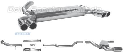 Bastuck Edelstahl Duplex Racing-Komplettanlage inkl. Kat Ford Focus 2 ST je 2x76mm rund eingerollt abgeschrägt ohne Absorber