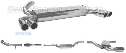 Bastuck Edelstahl Duplex Komplettanlage inkl. Kat und Downpipe Ford Focus 2 ST je 2x76mm rund eingerollt abgeschrägt ohne Absorber