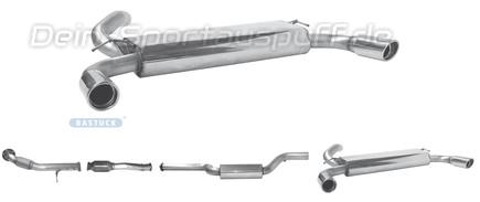 Bastuck Edelstahl Duplex Komplettanlage inkl. Kat und Downpipe Ford Focus 2 ST je 90mm rund eingerollt abgeschrägt mit Absorber