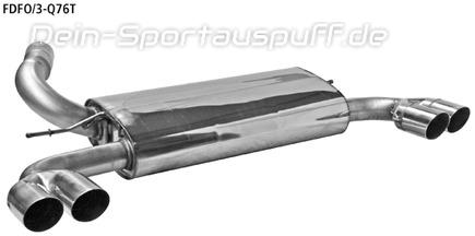 Bastuck Edelstahl Duplex Racing-Komplettanlage ab Kat Ford Focus 3 Turbo je 2x76mm rund scharf abgeschrägt ohne Absorber
