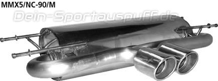 Bastuck Edelstahl Komplettanlage ab Kat Ausgang mittig Mazda MX5 Typ NC 2x90mm rund eingerollt gerade mit Absorber