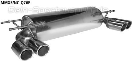 Bastuck Edelstahl Duplex Sportauspuff-Komplettanlage ab Kat Mazda MX5 Typ NC je 2x76mm rund eingerollt abgeschrägt ohne Absorber