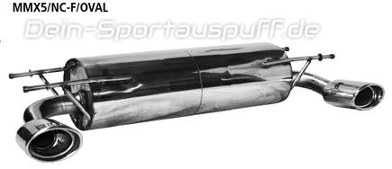 Bastuck Edelstahl Duplex Sportauspuff-Komplettanlage ab Kat Mazda MX5 Typ NC je 120x80mm oval eingerollt abgeschrägt mit Absorber