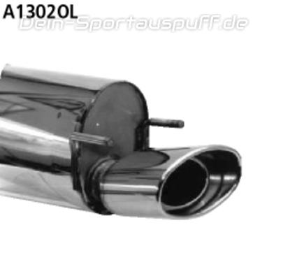 Bastuck Edelstahl Sportauspuff-Komplettanlage ab Kat Opel Tigra A S93 Coupe 153x95mm oval eingerollt gerade mit Absorber