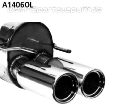 Bastuck Edelstahl Sportauspuff-Komplettanlage ab Kat Opel Omega B 4 Zyl. 2x90mm rund eingerollt gerade mit Absorber