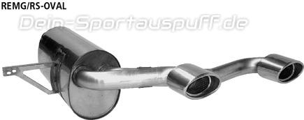 Bastuck Edelstahl Sportauspuff Mittig inkl. Verbindungsrohr Renault Megane 2 RS 120x80mm oval eingerollt gerade mit Absorber