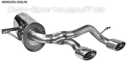 Bastuck Edelstahl Sportauspuff Mittig inkl. Verbindungsrohr Renault Megane 3 Turbo 120x80mm oval eingerollt gerade mit Absorber