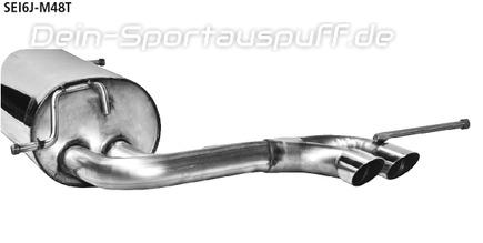Bastuck Edelstahl Sportauspuff Mittig inkl. Verbindungsrohr Seat Ibiza 6J ab Bj.08 Turbo inkl. Cupra 2x48mm rund scharf abgeschrägt ohne Absorber