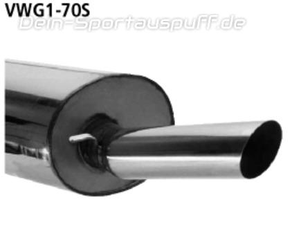 Bastuck Edelstahl Sportauspuff inkl. Verbindungsrohr VW Golf 1 + Cabrio bis Bj.84 70mm rund scharf abgeschrägt ohne Absorber