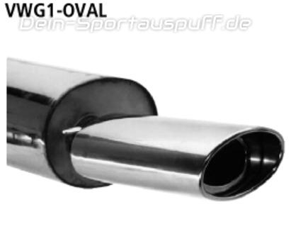 Bastuck Edelstahl Racing-Komplettanlage ab Kat VW Golf 1 + Cabrio bis Bj.84 153x95mm oval eingerollt gerade mit Absorber