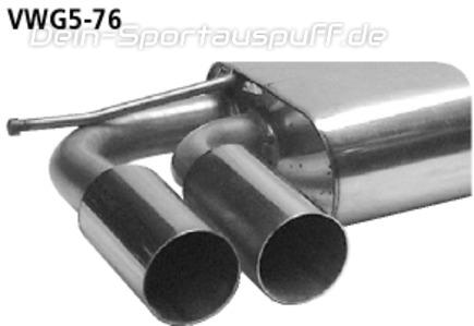 Bastuck Edelstahl Sportauspuff-Komplettanlage ab Kat VW Golf 5 u. Golf Plus 2x76mm rund scharf gerade ohne Absorber