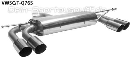 Bastuck Edelstahl Duplex Sportauspuff-Komplettanlage inkl. Kat VW Scirocco 3 ab Bj.08 je 2x76mm rund scharf abgeschrägt ohne Absorber