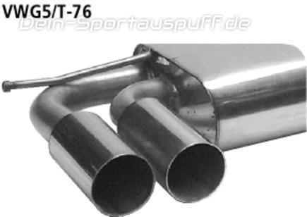 Bastuck Edelstahl Racing-Komplettanlage inkl. Kat VW Golf 5 Turbo GT u. GTI 2x76mm rund scharf gerade ohne Absorber