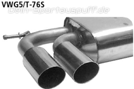 Bastuck Edelstahl Racing-Komplettanlage inkl. Kat VW Golf 5 Turbo GT u. GTI 2x76mm rund scharf abgeschrägt ohne Absorber