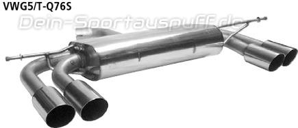 Bastuck Edelstahl Duplex Racing-Komplettanlage inkl. Kat VW Golf 5 Turbo GT u. GTI je 2x76mm rund scharf abgeschrägt ohne Absorber
