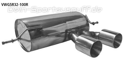 Bastuck Edelstahl Komplettanlage ab Kat Ausgang mittig VW Golf 5 R32 2x100mm rund scharf gerade ohne Absorber