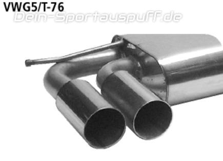 Bastuck Edelstahl Racing-Komplettanlage inkl. Kat VW Golf 6 Turbo 2x76mm rund scharf gerade ohne Absorber