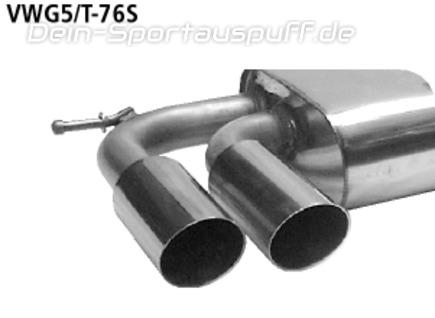 Bastuck Edelstahl Racing-Komplettanlage inkl. Kat VW Golf 6 Turbo 2x76mm rund scharf abgeschrägt ohne Absorber