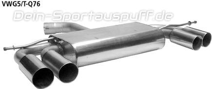 Bastuck Edelstahl Duplex Racing-Komplettanlage inkl. Kat VW Golf 6 Turbo je 2x76mm rund scharf gerade ohne Absorber