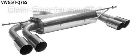 Bastuck Edelstahl Duplex Racing-Komplettanlage inkl. Kat VW Golf 6 Turbo je 2x76mm rund scharf abgeschrägt ohne Absorber