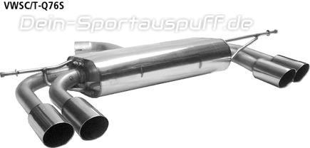 Bastuck Edelstahl Duplex Racing-Komplettanlage inkl. Kat VW Golf 6 GTI + Edition 35 je 2x76mm rund scharf abgeschrägt ohne Absorber