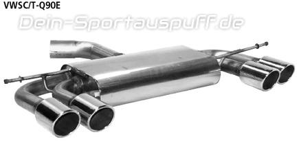 Bastuck Edelstahl Duplex Racing-Komplettanlage inkl. Kat VW Golf 6 GTI + Edition 35 je 2x90mm rund eingerollt abgeschrägt ohne Absorber