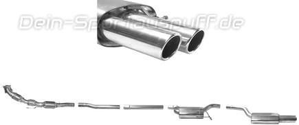 Bastuck Edelstahl Sportauspuff-Komplettanlage inkl. Kat VW Jetta 1KM Turbo 2x76mm rund eingerollt abgeschrägt ohne Absorber