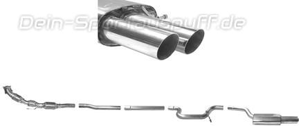 Bastuck Edelstahl Racing-Komplettanlage inkl. Kat VW Jetta 1KM Turbo 2x76mm rund scharf abgeschrägt ohne Absorber