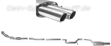 Bastuck Edelstahl Racing-Komplettanlage inkl. Kat VW Jetta 1KM Turbo 2x76mm rund eingerollt abgeschrägt ohne Absorber