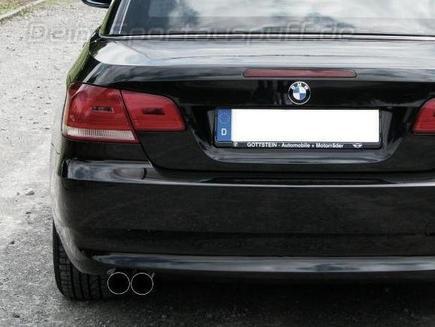 Eisenmann Edelstahl Sportauspuff BMW 3er E92 E93 Coupe & Cabrio 320i ohne Flansch 2x70mm rund scharf gerade