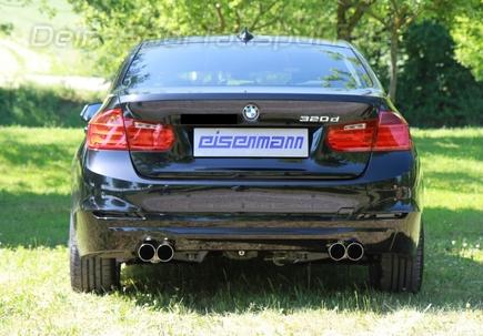 Eisenmann Edelstahl Duplex Sportauspuff BMW 3er F30 F31 Limousine u.  Touring 316d-320d je 2x76mm rund scharf gerade günstig online kaufen - Dein- Sportauspuff.de