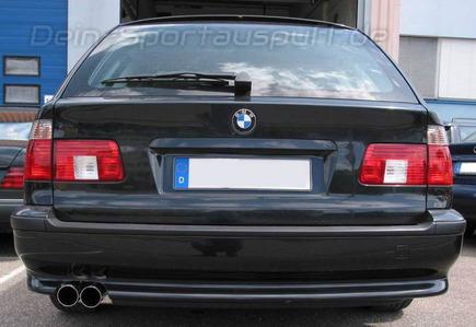 Eisenmann Edelstahl Sportauspuff BMW 5er E39 Touring mit M-Technik-Heckschürze 520i-530i 2x76mm rund scharf gerade