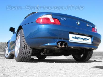 Eisenmann Edelstahl Sportauspuff BMW Z3 2.0l 2.8l bis 99 2x76mm rund scharf gerade