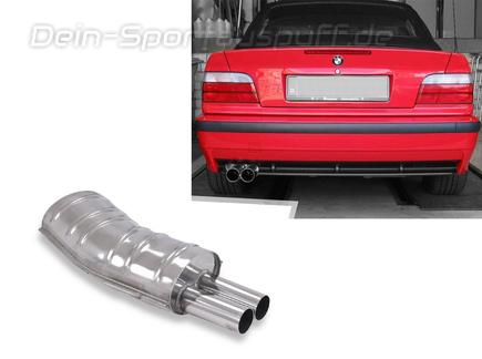 Eisenmann Edelstahl Sportauspuff RACE-Version BMW 3er E36 Limo Coupe Cabrio Touring 320i 323i 2x70mm rund scharf gerade